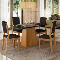 Conjunto Sala de Jantar Mesa Tampo Vidro/mdf Bárbara 120m com 4 Cadeiras Carol