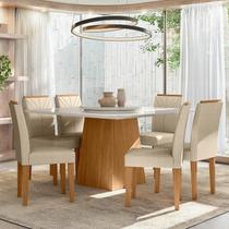 Conjunto Sala de Jantar Mesa Tampo Vidro/mdf Barbara 1350m Tampo Giro com 6 Cadeiras Amanda Conjunto Sala de Jantar Mesa Tampo Vidro/mdf Barbara 1350m Tampo Giro com 6 Cadeiras Amanda