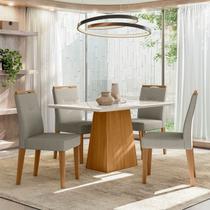 Conjunto Sala de Jantar Mesa Tampo Vidro/mdf Bárbara 135m com 4 Cadeiras Lectus Conjunto Sala de Jantar Mesa Tampo Vidro/mdf Bárbara 135m com 4 Cadeiras Lectus