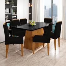 Conjunto Sala de Jantar Mesa Tampo Vidro/mdf Bárbara 160m com 6 Cadeiras Ana