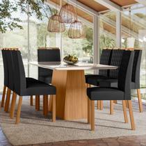 Conjunto Sala de Jantar Mesa Tampo Vidro/mdf Barbara 180m com 8 Cadeiras Mariah