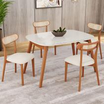 Conjunto Sala de Jantar Mesa Tampo Vidro/MDF com 4 Cadeiras Ceci