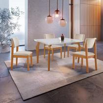 Conjunto Sala de Jantar Mesa Tampo Vidro/mdf com 4 Cadeiras Suede Marialice