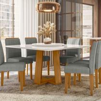 Conjunto Sala de Jantar Mesa Tampo Vidro/MDF com Giratório Valencia 135cm com 6 Cadeiras Ana Conjunto Sala de Jantar Mesa Tampo Vidro/MDF com Giratório Valencia 135cm com 6 Cadeiras Ana