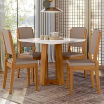 Conjunto Sala de Jantar Mesa Tampo Vidro/MDF Rubi com 4 Cadeiras Carol Conjunto Sala de Jantar Mesa Tampo Vidro/MDF Rubi com 4 Cadeiras Carol