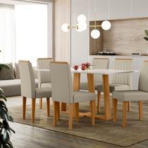 Conjunto Sala de Jantar Mesa Tampo Vidro/mdf Rubi com 6 Cadeiras Ana Conjunto Sala de Jantar Mesa Tampo Vidro/mdf Rubi com 6 Cadeiras Ana
