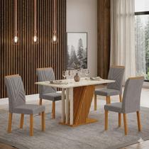 Conjunto Sala de Jantar Mesa Tampo Vidro/MDP com 4 Cadeiras Miami Yescasa
