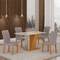 Conjunto Sala de Jantar Mesa Tampo Vidro/MDP com 4 Cadeiras Miami Yescasa
