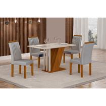 Conjunto Sala de Jantar Mesa Tampo Vidro/MDP com 4 Cadeiras Miami Yescasa