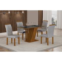 Conjunto Sala de Jantar Mesa Tampo Vidro/MDP com 4 Cadeiras Miami Yescasa