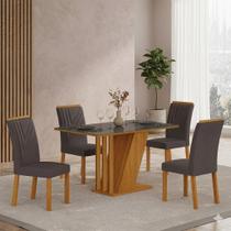 Conjunto Sala de Jantar Mesa Tampo Vidro/MDP com 4 Cadeiras Miami Yescasa