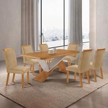 Conjunto Sala de Jantar Mesa Texas 180cm e 6 Cadeiras Athenas Marrom Turim / Naturalle Conjunto Sala de Jantar Mesa Texas 180cm e 6 Cadeiras Athenas Marrom Turim / Naturalle
