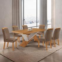Conjunto Sala de Jantar Mesa Texas Tampo 180cm Canto Copo de Mdf e 6 Cad Athenas