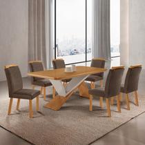 Conjunto Sala de Jantar Mesa Texas Tampo 180cm Canto Copo de Mdf e 6 Cad Athenas