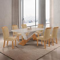Conjunto Sala de Jantar Mesa Texas Tampo 180cm Canto Copo de Mdf/vidro e 6 Cad Athenas Conjunto Sala de Jantar Mesa Texas Tampo 180cm Canto Copo de Mdf/vidro e 6 Cad Athenas