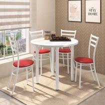 Conjunto Sala de Jantar Mesa Veneza Tampo MDP 960 e 4 Cadeiras Tubulares 950 Conjunto Sala de Jantar Mesa Veneza Tampo MDP 960 e 4 Cadeiras Tubulares 950