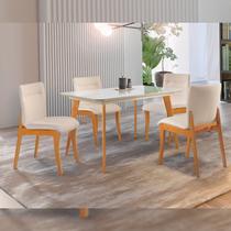 Conjunto Sala de Jantar Mesa Versales 120cm com 4 Cadeiras Deboraestrutura em madeira Maciça e Tampo MDF/Vidro
