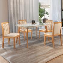 Conjunto Sala de Jantar Mesa Versales 120cm com 4 Cadeiras Hydra estrutura em madeira Maciça e Tampo MDF/Vidro Conjunto Sala de Jantar Mesa Versales 120cm com 4 Cadeiras Hydra estrutura em madeira Maciça e Tampo MDF/Vidro