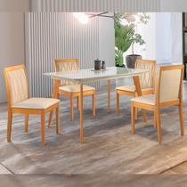 Conjunto Sala de Jantar Mesa Versales 120cm com 4 Cadeiras Hydraestrutura em madeira Maciça e Tampo MDF/Vidro