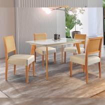 Conjunto Sala de Jantar Mesa Versales 120cm com 4 Cadeiras Versales estrutura em madeira Maciça e Tampo MDF/Vidro