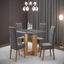 Conjunto Sala de Jantar Mesa Vicenza com 4 Cadeiras Cristal Viero