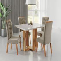 Conjunto Sala de Jantar Mesa Vicenza com 4 Cadeiras Cristal Viero