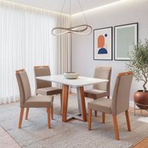 Conjunto Sala de Jantar Mesa Viena com 4 Cadeiras Madeira Maciça e Estofada Bella Espresso Móveis Conjunto Sala de Jantar Mesa Viena com 4 Cadeiras Madeira Maciça e Estofada Bella Espresso Móveis