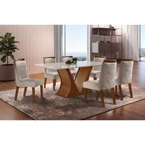 Conjunto Sala de Jantar Mesa Vitória 180x90cm e 6 Cadeiras Kioto