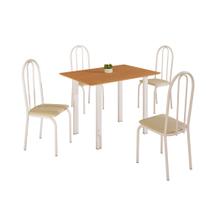 Conjunto Sala de Jantar Mila 4 Cad Ilhabela Branca c/ Creme Conjunto Sala de Jantar Mila 4 Cad Ilhabela Branca c/ Creme