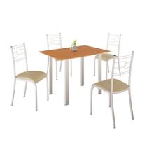 Conjunto Sala de Jantar Mila 4 Cadeiras Ella Branca c/ Creme