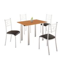 Conjunto Sala de Jantar Mila 4 Cadeiras Ella Branca c/ Preto Conjunto Sala de Jantar Mila 4 Cadeiras Ella Branca c/ Preto