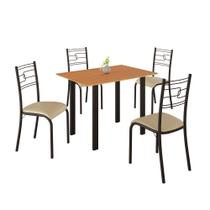 Conjunto Sala de Jantar Mila 4 Cadeiras Ella Preto c/ Creme