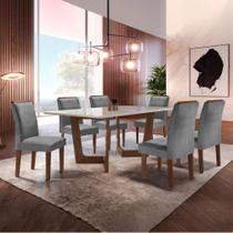 Conjunto Sala De Jantar Nápoles Tampo Vidro/MDF com 6 Cadeiras Luísa Smart Plus