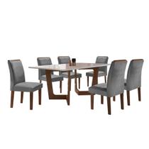 Conjunto Sala de Jantar Nápoles Tampo Vidro/mdf com 6 Cadeiras Luísa Smart Plus
