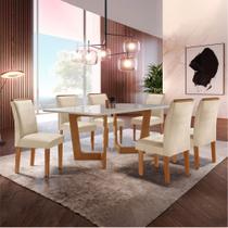 Conjunto Sala De Jantar Nápoles Tampo Vidro/MDF com 6 Cadeiras Luísa Smart Plus