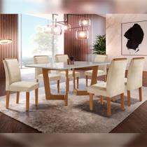 Conjunto Sala De Jantar Nápoles Tampo Vidro/MDF com 6 Cadeiras Luísa Smart Plus Cel Móveis