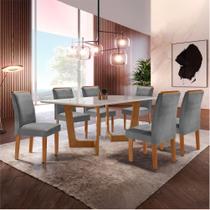 Conjunto Sala De Jantar Nápoles Tampo Vidro/MDF com 6 Cadeiras Luísa Smart Plus