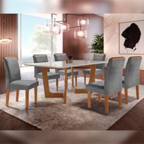 Conjunto Sala De Jantar Nápoles Tampo Vidro/MDF com 6 Cadeiras Luísa Smart Plus Cel Móveis