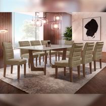Conjunto Sala De Jantar Nápoles Tampo Vidro/MDF com 8 Cadeiras Genova Smart Plus Cel Móveis