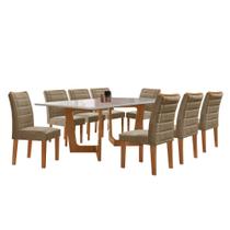 Conjunto Sala de Jantar Nápoles Tampo Vidro/mdf com 8 Cadeiras Genova Smart Plus