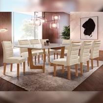 Conjunto Sala De Jantar Nápoles Tampo Vidro/MDF com 8 Cadeiras Genova Smart Plus Cel Móveis