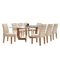 Conjunto Sala de Jantar Nápoles Tampo Vidro/mdf com 8 Cadeiras Genova Smart Plus