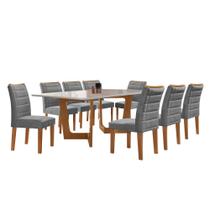 Conjunto Sala de Jantar Nápoles Tampo Vidro/mdf com 8 Cadeiras Genova Smart Plus