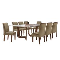 Conjunto Sala de Jantar Nápoles Tampo Vidro/mdf com 8 Cadeiras Luísa Smart Plus