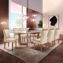 Conjunto Sala De Jantar Nápoles Tampo Vidro MDF com 8 Cadeiras Luísa Smart Plus Cel Móveis