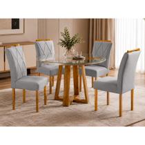 Conjunto Sala de Jantar Natalle 4 Lugares Mesa Redonda 1,0m e 4 Cadeiras Madeira Maciça Móveis Mundial Conjunto Sala de Jantar Natalle 4 Lugares Mesa Redonda 1,0m e 4 Cadeiras Madeira Maciça Móveis Mundial