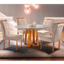 Conjunto Sala de Jantar Natalle Mesa Redonda 100 cm e 4 Cadeiras Moveis Mix