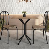 Conjunto Sala de Jantar para Cozinha Mesa Tampo BP Quadrada e 2 Cadeiras Juliete Yescasa Preto/Rattan/Demolição