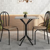 Conjunto Sala de Jantar para Cozinha Mesa Tampo Granito Quadrada e 2 Cadeiras Juliete Conjunto Sala de Jantar para Cozinha Mesa Tampo Granito Quadrada e 2 Cadeiras Juliete