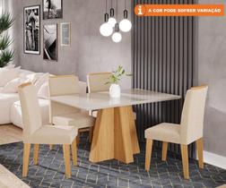 Conjunto Sala De Jantar Patricia 130X80 Tampo MDF/Vidro 4 Cadeiras Clarice Cimol Nature/Offwhite/Nude